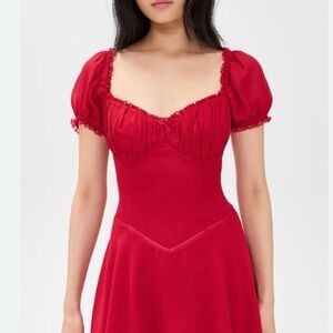 Reformation Scarlet Puff Sleeve Dress